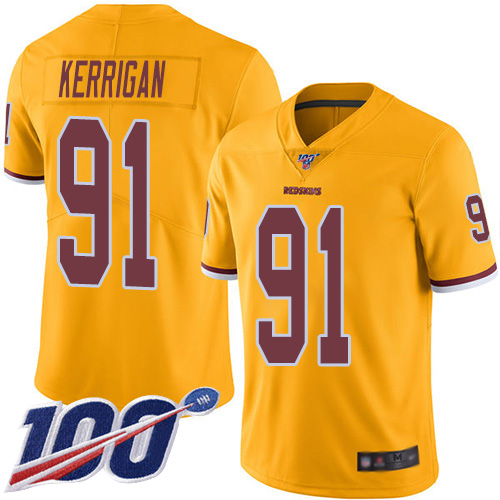 Washington Redskins Limited Gold Youth Ryan Kerrigan Jersey NFL Football 91 100th Season Rush Vapor